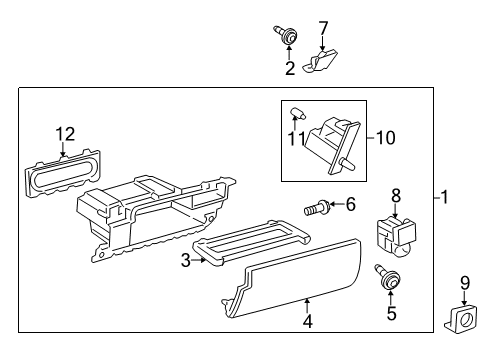 2016 Toyota Land Cruiser Glove Box Glove Box Door Diagram for 55501-60211-A3