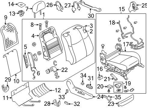 2012 Infiniti M35h Passenger Seat Components Front Seat Slide Switch Knob, Right Diagram for 87012-1ME0C