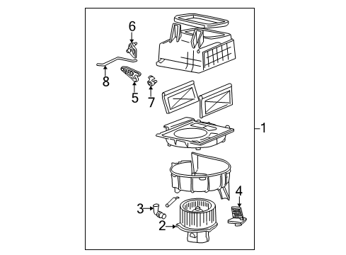 2002 Hyundai Accent Blower Motor & Fan Arm-Inlet Door Diagram for 97110-25000