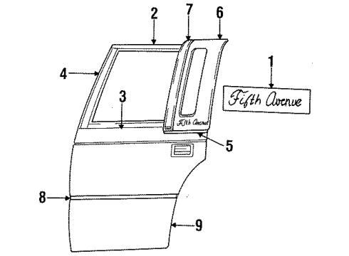1993 Chrysler New Yorker Exterior Trim - Rear Door Molding-Rear Door Lower Diagram for 5066294AA