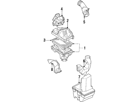 1988 Toyota Corolla Air Intake Air Cleaner Assembly Diagram for 17700-16380