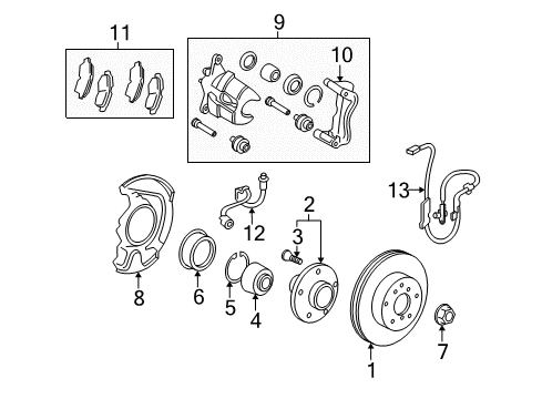 2009 Toyota Matrix Front Brakes Caliper Assembly Diagram for 47750-02400