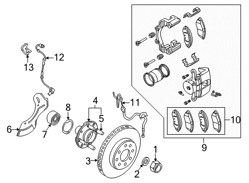 2010 Chevrolet Aveo5 Anti-Lock Brakes Wheel Bearing Retainer Ring Diagram for 94535121