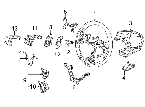 2012 Honda Civic Steering Wheel & Trim Case Diagram for 35891-TR0-A01