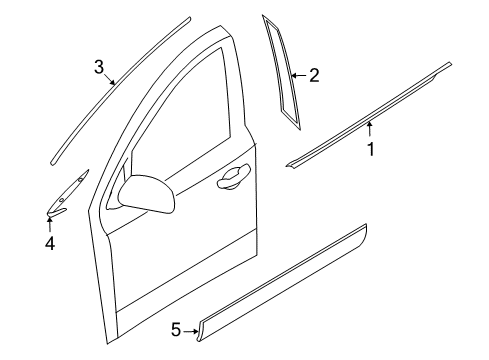 2011 Hyundai Veracruz Exterior Trim - Front Door Garnish-Front Door Side, LH Diagram for 87723-3J000