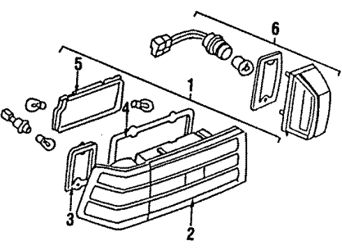 1988 Nissan 200SX Tail Lamps, License Lamps Lamp Assembly-Rear Combination LH Diagram for 26555-32F02