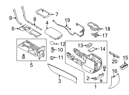 2011 Lincoln MKZ Console Utility Tray Diagram for F75Z-15045C22-AA