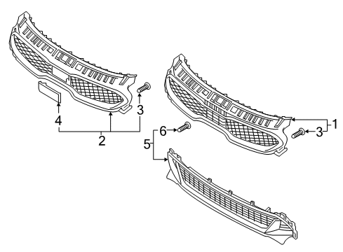 2020 Kia Stinger Grille & Components Front Bumper Grille Diagram for 86560J5600