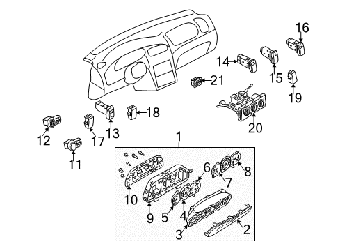 2004 Kia Spectra Gauges Tacho Meter Assembly Diagram for 0K2N155461