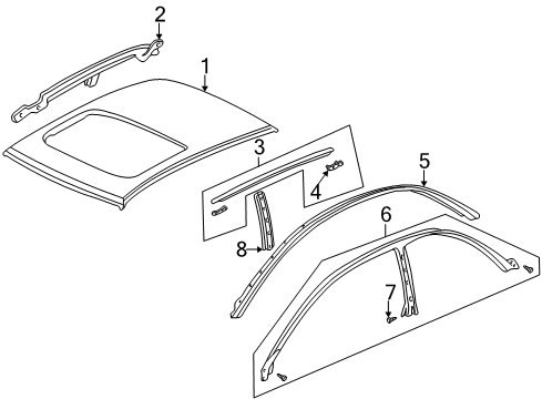 1998 Acura Integra Roof & Components Retainer, Driver Side Center Pillar Diagram for 72395-SK8-023