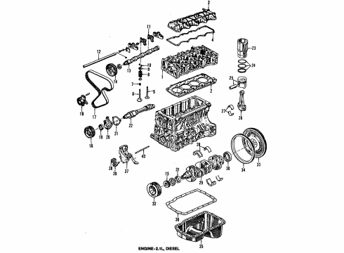 1987 Jeep Cherokee Engine Parts, Mounts, Cylinder Head & Valves, Camshaft & Timing, Oil Pan, Oil Pump, Crankshaft & Bearings, Pistons, Rings & Bearings Gasket-Timing Cover Diagram for J8129097