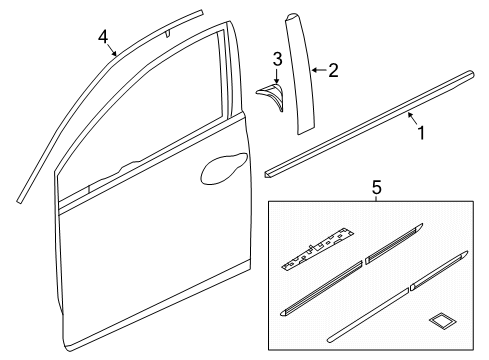 2021 Honda Civic Exterior Trim - Front Door Molding Assy, R FR Dr Diagram for 72425-TBA-A01