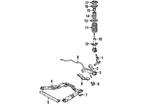 1990 Chevrolet Celebrity Front Suspension Components, Lower Control Arm, Stabilizer Bar SPRING Diagram for 14073638