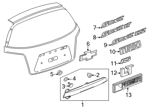 2017 Chevrolet Sonic Exterior Trim - Lift Gate Nameplate Diagram for 42441805