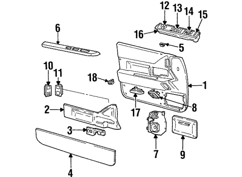 1998 Buick LeSabre Power Seats Armrest Front Side Door *Gray Diagram for 16673511