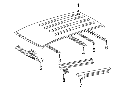 2004 Toyota Highlander Roof & Components Windshield Header Diagram for 63102-48902