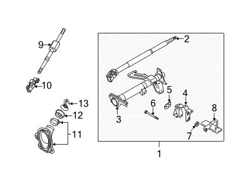 2008 Nissan 350Z Steering Column & Wheel, Steering Gear & Linkage Shaft Assy-Steering Column, Upper Diagram for 48820-CD010