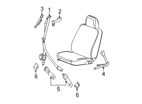 2007 Buick LaCrosse Seat Belt Buckle End Diagram for 88956211