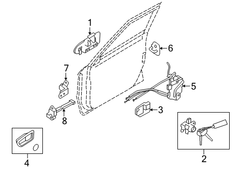 2011 Kia Soul Front Door Front Door Outside Handle Assembly, Right Diagram for 826602K01000