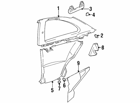 1994 Lexus SC300 Interior Trim - Quarter Panels Plug, Assist Grip Diagram for 74617-24020-03