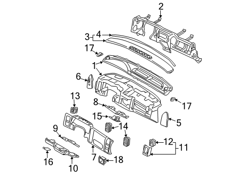 2006 Dodge Dakota Instrument Panel Grille-DEFROSTER Diagram for 5HM59XDHAC