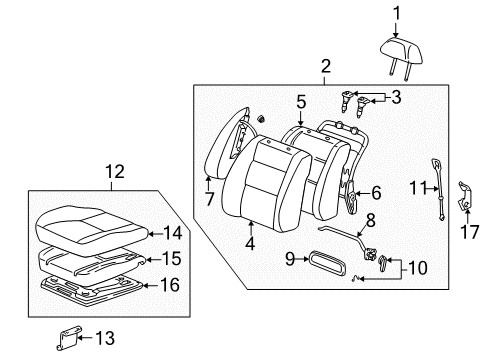 1999 Toyota Camry Front Seat Components Seat Cushion Diagram for 71410-33161-B2