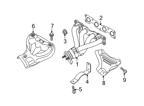 2009 Kia Rondo Exhaust Manifold Exhaust Manifold Catalytic Assembly, Left Diagram for 28510-3E830
