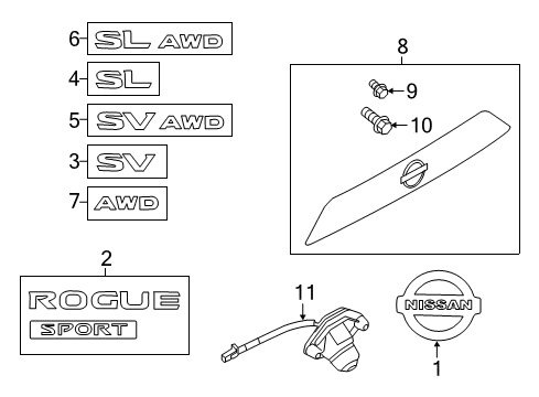 2020 Nissan Rogue Sport Parking Aid Bolt Diagram for 84857-6MA0A