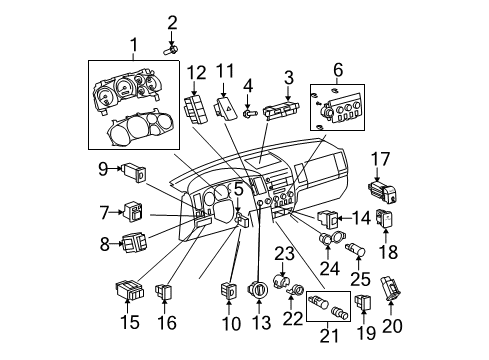 2010 Toyota Tundra Cluster & Switches, Instrument Panel Switch Diagram for 84152-0C010