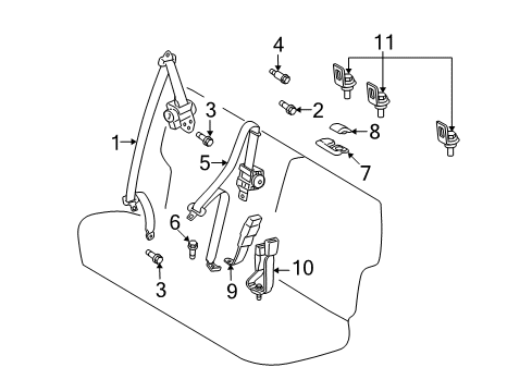 2010 Pontiac Vibe Seat Belt Latch Diagram for 19204155