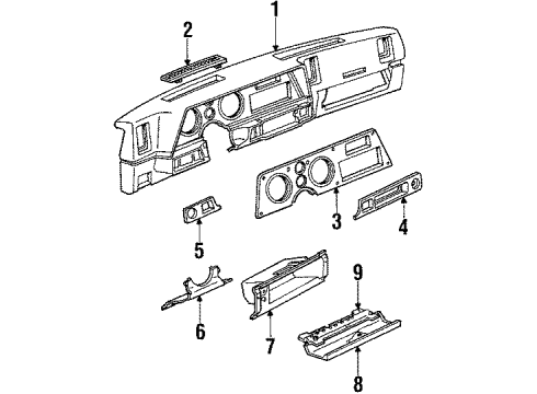 1984 Chevrolet Cavalier Instrument Panel Outlet Asm-*Black W-848* Diagram for 14083749