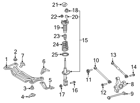 2010 Toyota Camry Rear Suspension Components, Stabilizer Bar Strut Diagram for 48540-80010