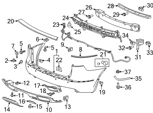 2014 Buick Enclave Rear Bumper Protect Cap Diagram for 15265199