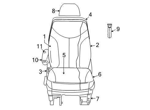 2009 Dodge Grand Caravan Front Seat Components Frame-Front Seat Back Diagram for 4610161AB