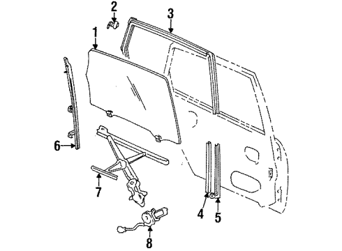 1997 Honda Odyssey Front Door Sash, L. RR. Door Center (Lower) Diagram for 72770-SX0-003