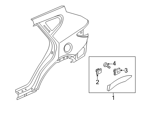 2014 Hyundai Santa Fe Sport Exterior Trim - Quarter Panel Garnish Assembly-Quarter Side, RH Diagram for 87742-4Z000