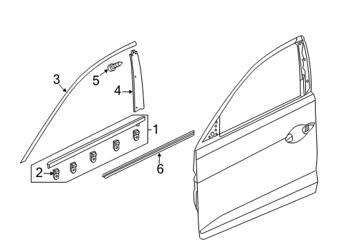 2013 Acura ILX Exterior Trim - Front Door Molding Assembly, Right Front Door Diagram for 72410-TX6-A01