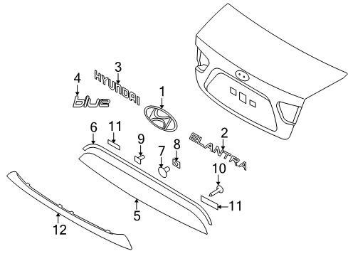 2010 Hyundai Elantra Exterior Trim - Trunk Lid Sealing Pad - GARNIS Diagram for 873732H000