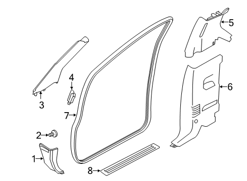 2019 Nissan Titan XD Interior Trim - Cab Garnish-Center Pillar, Lower RH Diagram for 76915-EZ01A