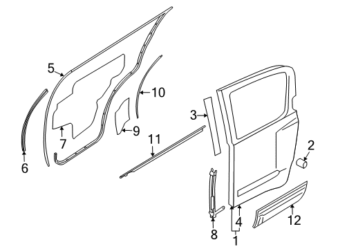 2012 Nissan Pathfinder Rear Door & Components, Exterior Trim WEATHERSTRIP-Rear RH Diagram for 82830-ZS30A