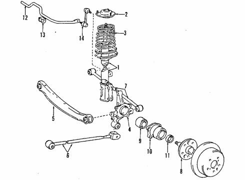 1992 Lexus ES300 Rear Suspension Components, Stabilizer Bar Hub & Bearing Assy Diagram for 42410-33020