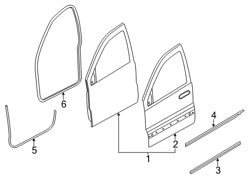 2010 Jeep Grand Cherokee Front Door WEATHERSTRIP-Front Door Diagram for 55399115AC