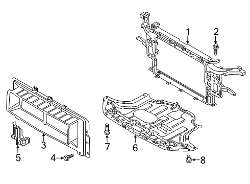 2019 Hyundai Kona Radiator Support Air Guard, Right Diagram for 29134-J9000