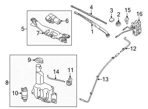 2011 Hyundai Equus Wiper & Washer Components Windshield Wiper Arm Assembly, Passenger Diagram for 98321-3N000
