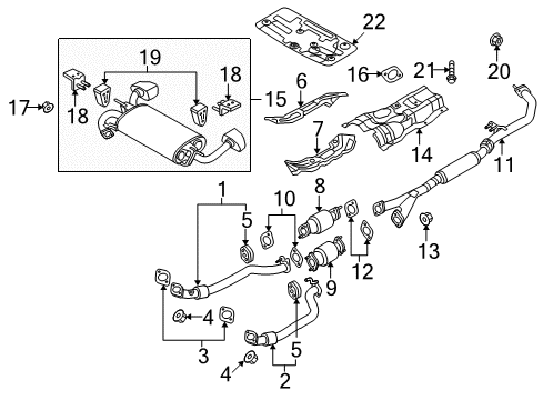 2013 Hyundai Genesis Coupe Exhaust Components Main Muffler Assembly Diagram for 28710-2M570