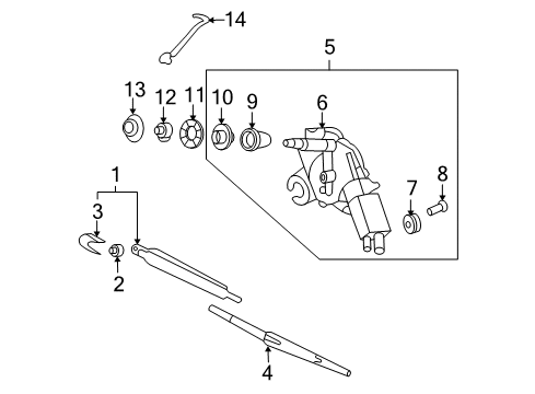2011 Kia Sedona Wiper & Washer Components Cap-Rear WIPER Arm Diagram for 988124D000