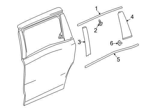 2018 Honda Odyssey Exterior Trim - Side Loading Door Garnish Assy., L. Slide Door Center Pillar Diagram for 72970-THR-A11