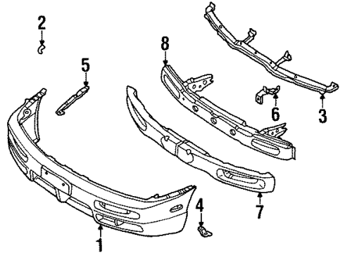 1998 Nissan 240SX Front Bumper Stay-Front Bumper Side, LH Diagram for 62271-81F00