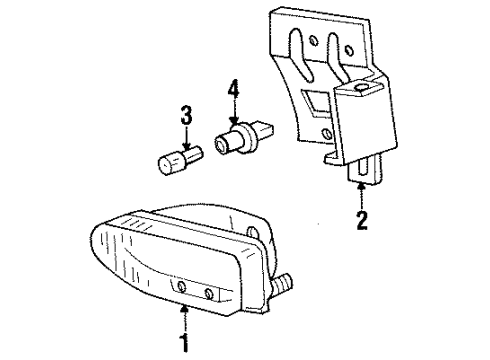 1994 Ford Mustang Fog Lamps Fog Lamp Assembly Diagram for F4ZZ-15200-B