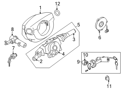 2011 Nissan Pathfinder Ignition Lock Lock Steering Diagram for D8700-ZZ70A